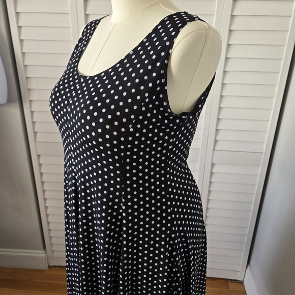 Black and White Polka Dot Skater Dress Women's L Retro Classic Pinup Rockabilly - Picture 5 of 11